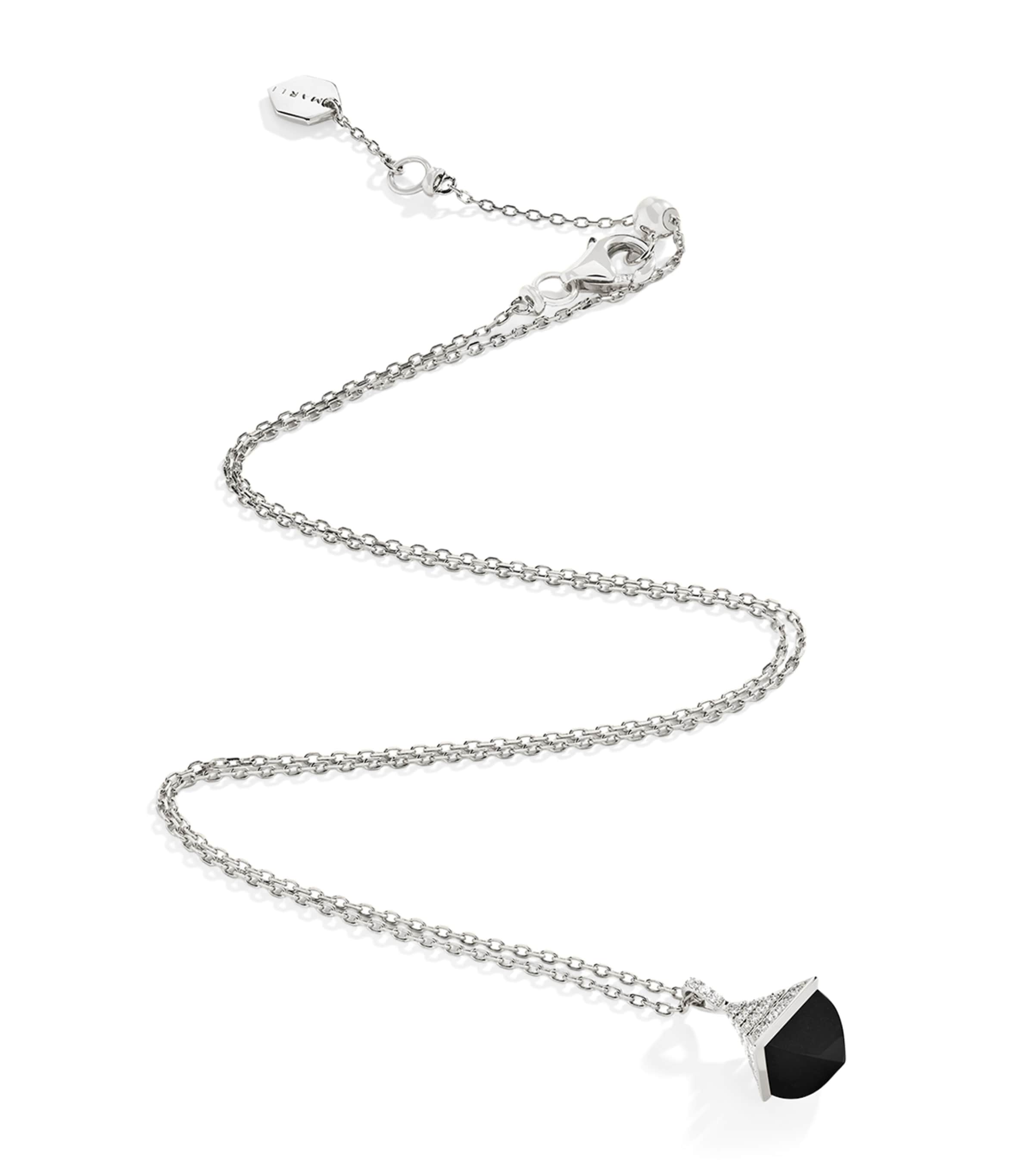 Marli New York white gold diamond black onyx pendant necklace (British brand)