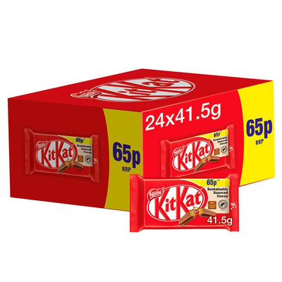 Costco UK Nestle KitKat 4 Finger Milk Chocolate Bar PMP 24 × 415 جرام - اشترِ عبر الإنترنت من McGrocer