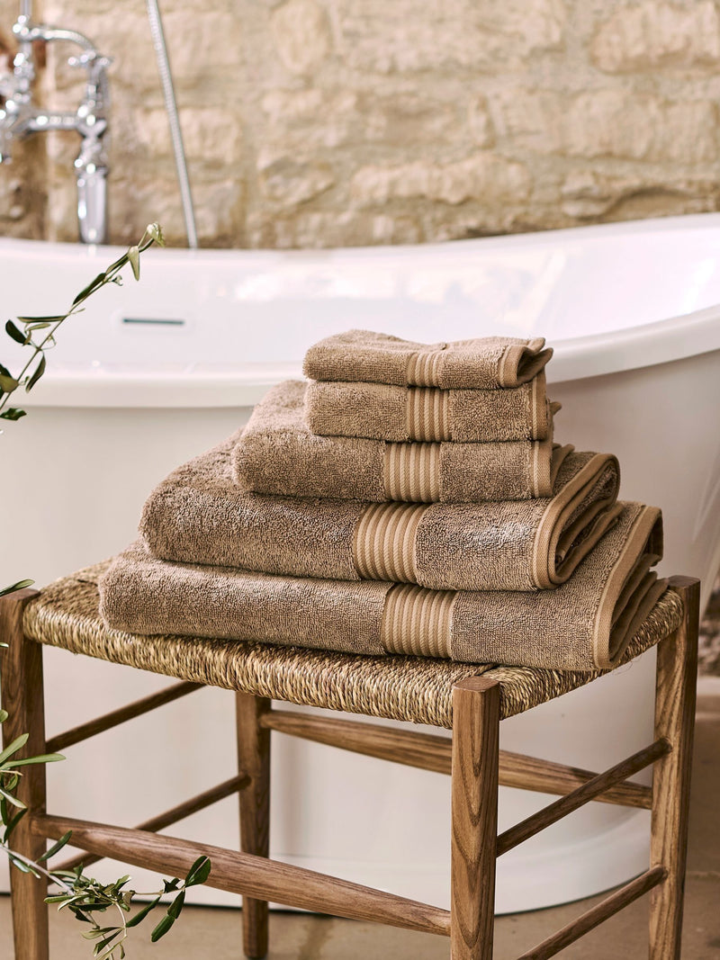 Christy Supreme Hygro mocha brown towel, imported from the UK
