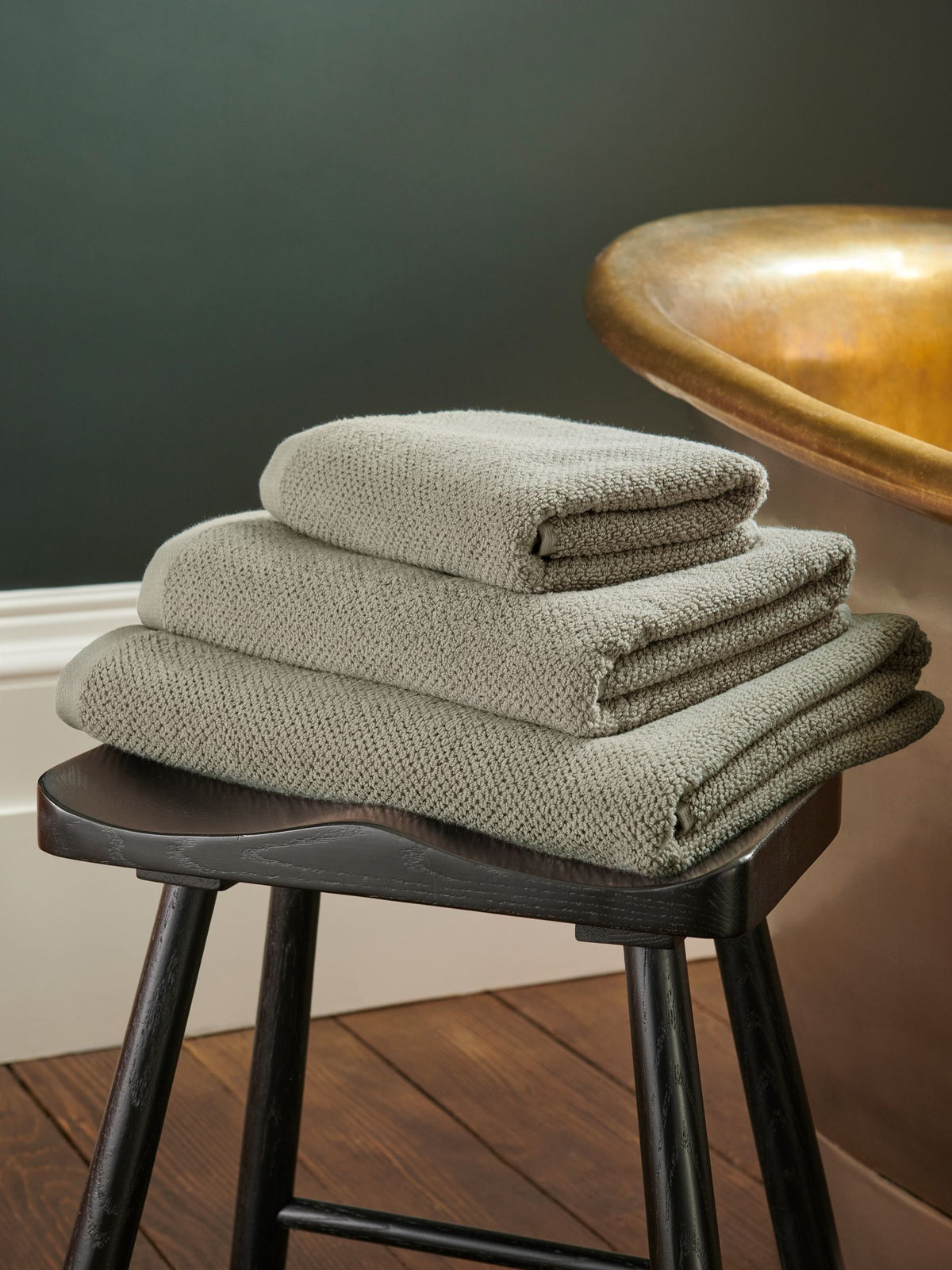 Christy Brixton Pebble Beige cotton textured weave towel, imported from the UK