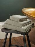 Christy Brixton Pebble Beige cotton textured weave towel, imported from the UK