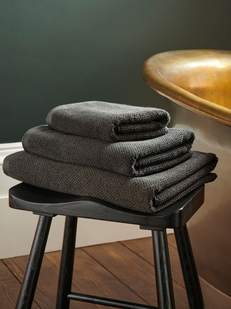 Christy Liquorice Grey Brixton Popcorn Textured Weave Cotton Towel