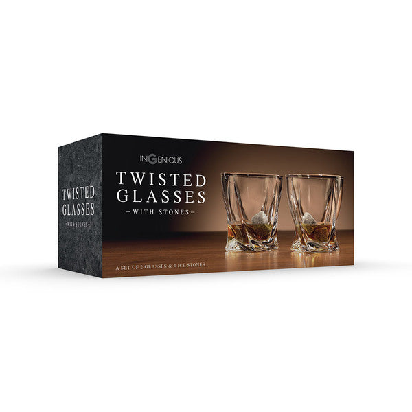 Twisted Glass set of 2 with Ice Stones GOODS Superdrug   