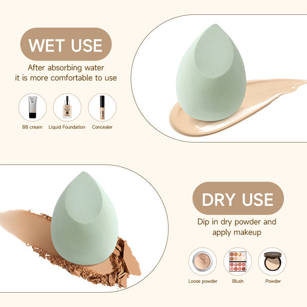Livingandhome 4-piece makeup sponge set green, imported from the UK