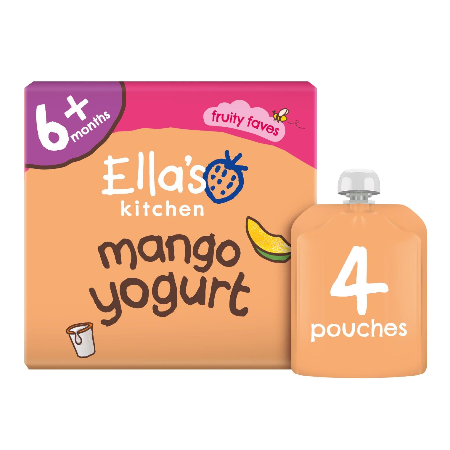 Ella's Kitchen organic mango yogurt pouches 4x90g (British brand)