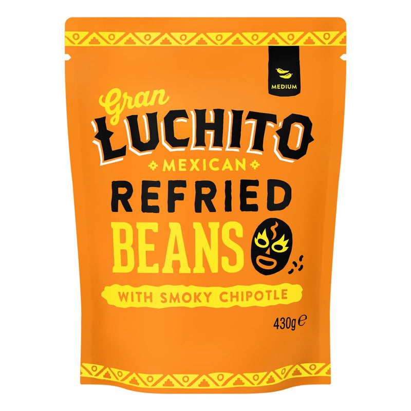 Gran Luchito Refried Beans Smoky Chipotle 4 x 430g, UK Version