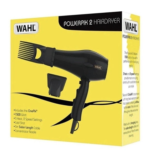 Wahl Powerpik 2 black hairdryer with pik attachment, UK version