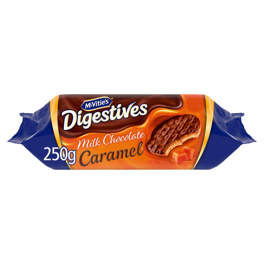 McVitie's Milk Chocolate Digestive Biscuits the Caramel One 250g Biscuit barrel Sainsburys   