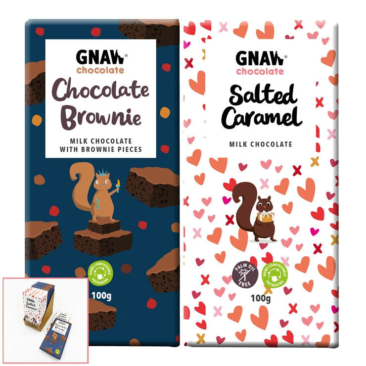 Gnaw Salted Caramel and Chocolate Brownie Chocolate Bars 12 x 100g