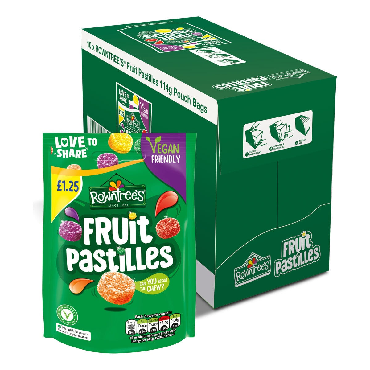 Rowntree's Fruit Pastilles Mixed Flavour 10 x 114g, imported from the UK