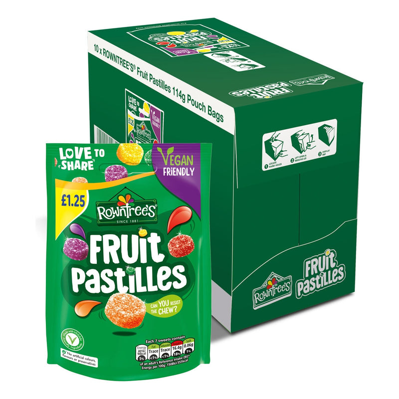Rowntree's Fruit Pastilles Mixed Flavour 10 x 114g, imported from the UK