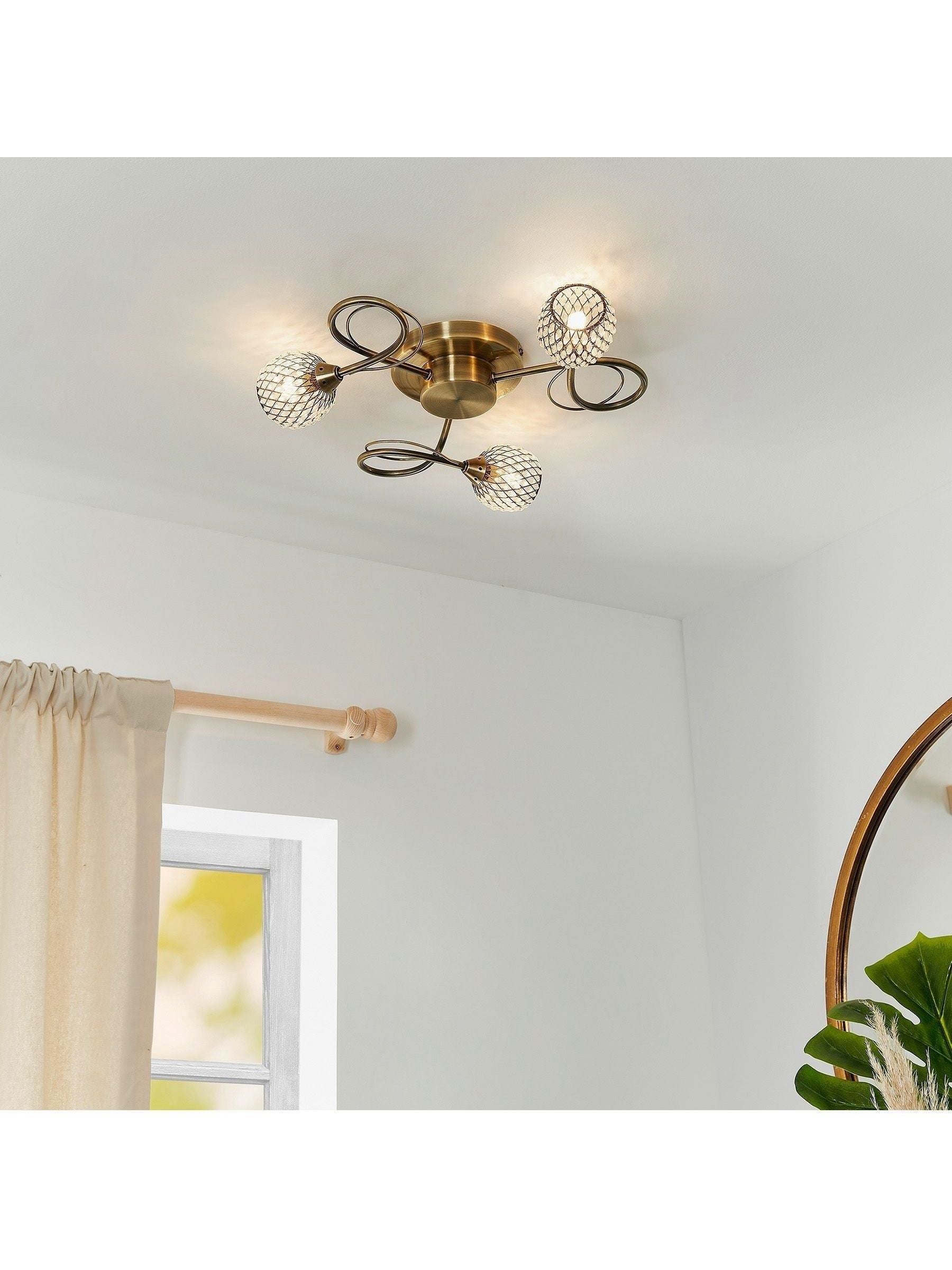 Gallery Home Antique Brass 3 Light Flush Edmonton Flush Ceiling Light