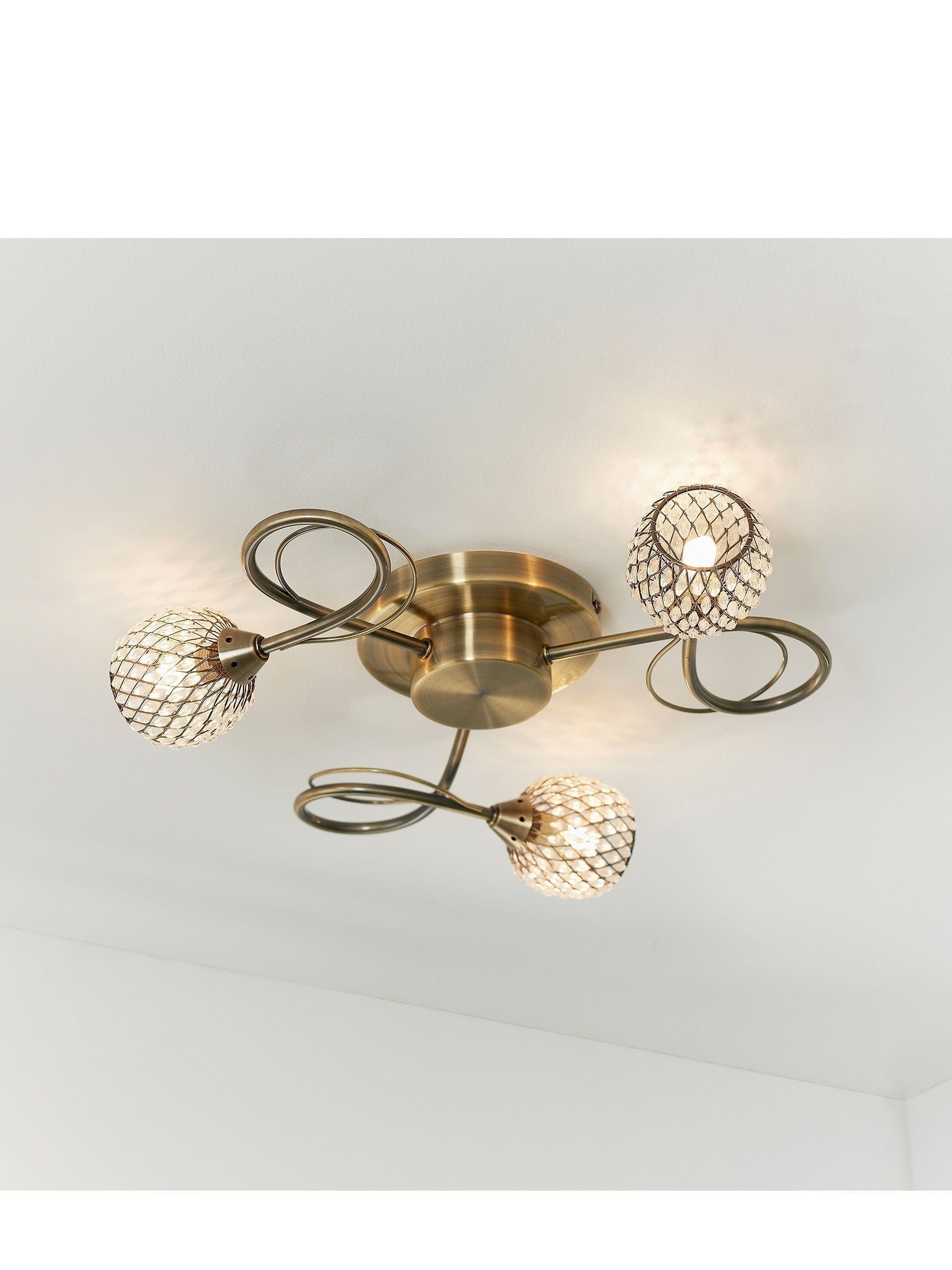 Gallery Home Antique Brass 3 Light Flush Edmonton Flush Ceiling Light