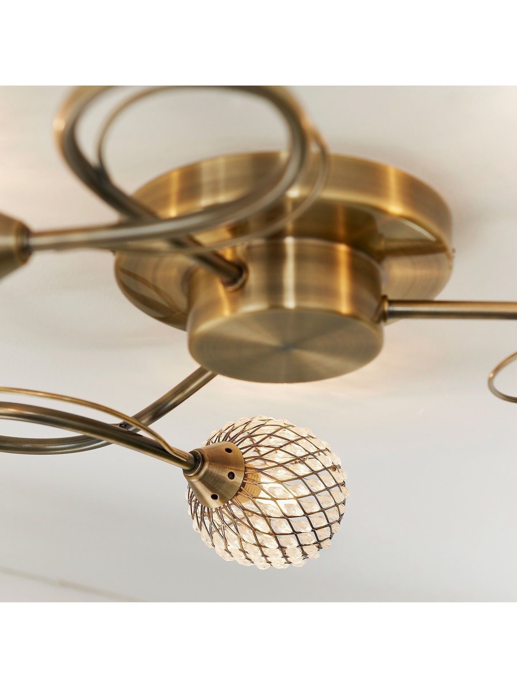 Gallery Home Antique Brass 3 Light Flush Edmonton Flush Ceiling Light