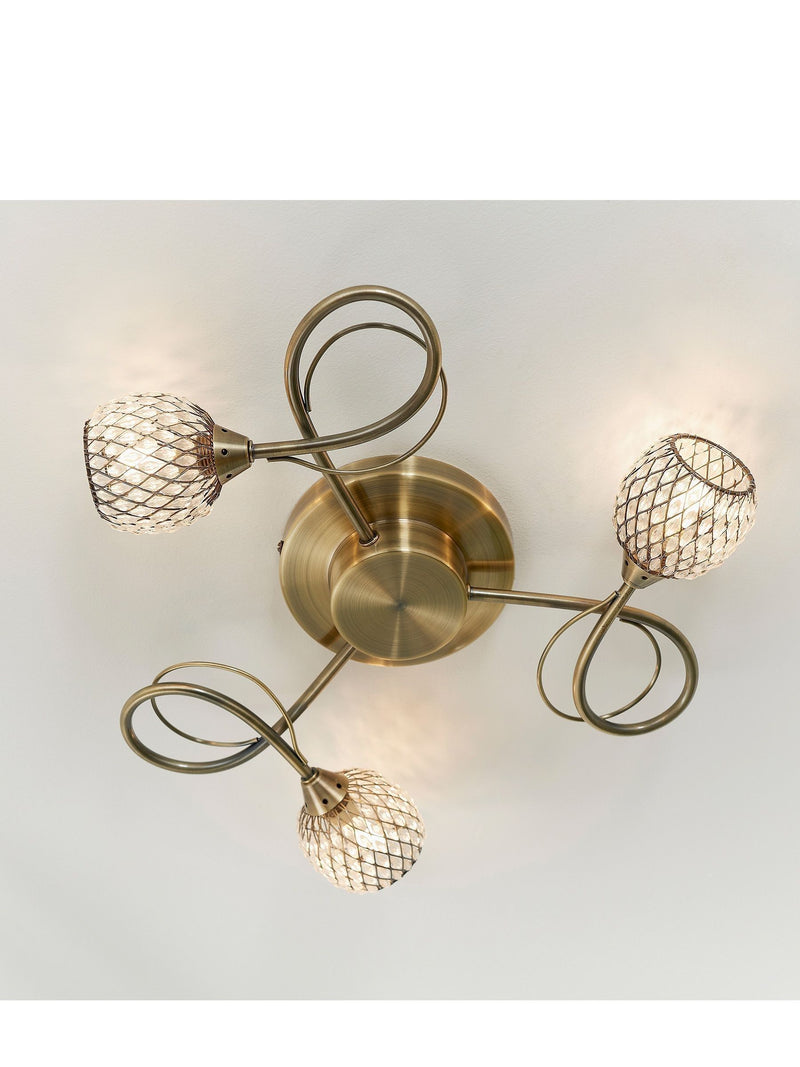 Gallery Home Antique Brass 3 Light Flush Edmonton Flush Ceiling Light