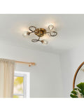 Gallery Home Antique Brass 3 Light Flush Edmonton Flush Ceiling Light