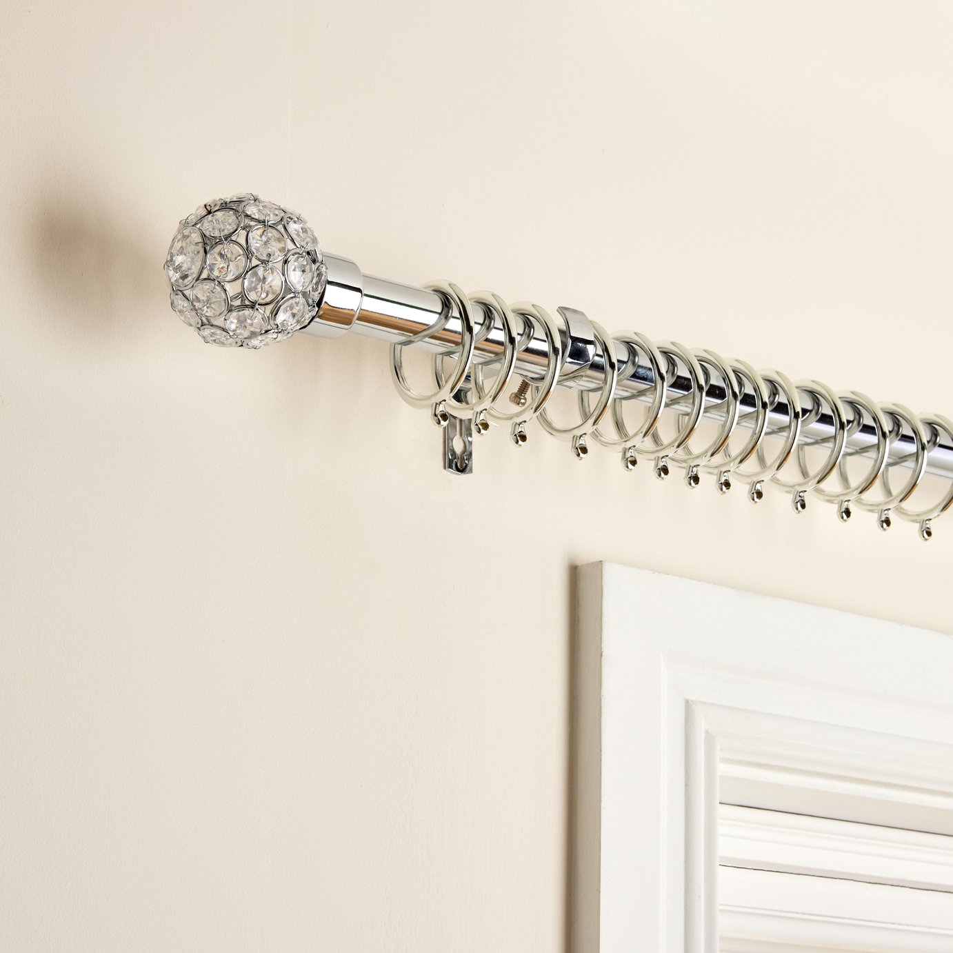 Argos Home chrome extendable curtain pole 110cm to 300cm - British product