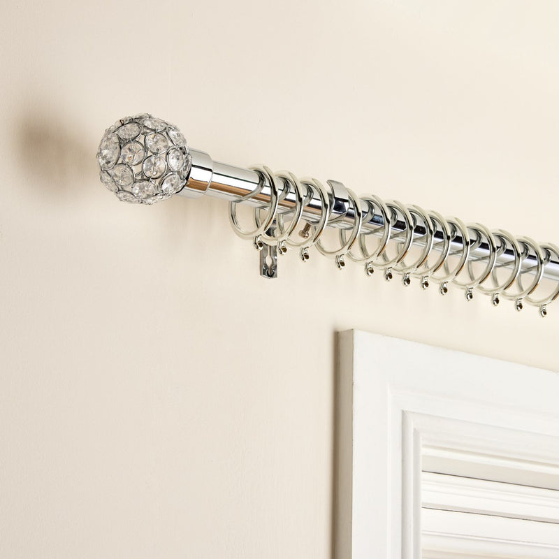 Argos Home chrome extendable curtain pole 110cm to 300cm - British product