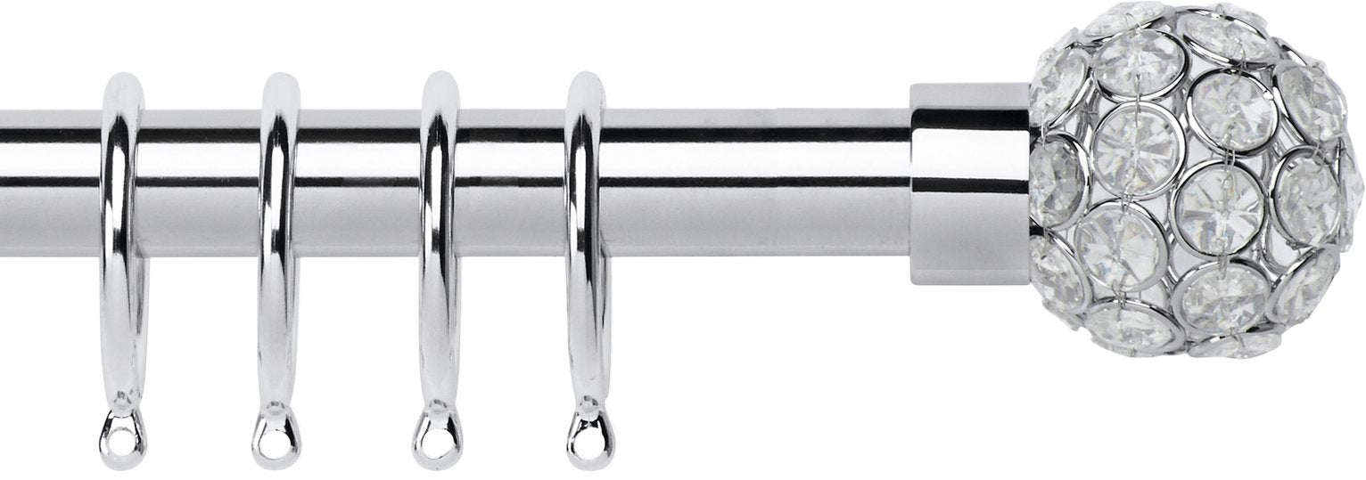 Argos Home chrome extendable curtain pole 110cm to 300cm - British product