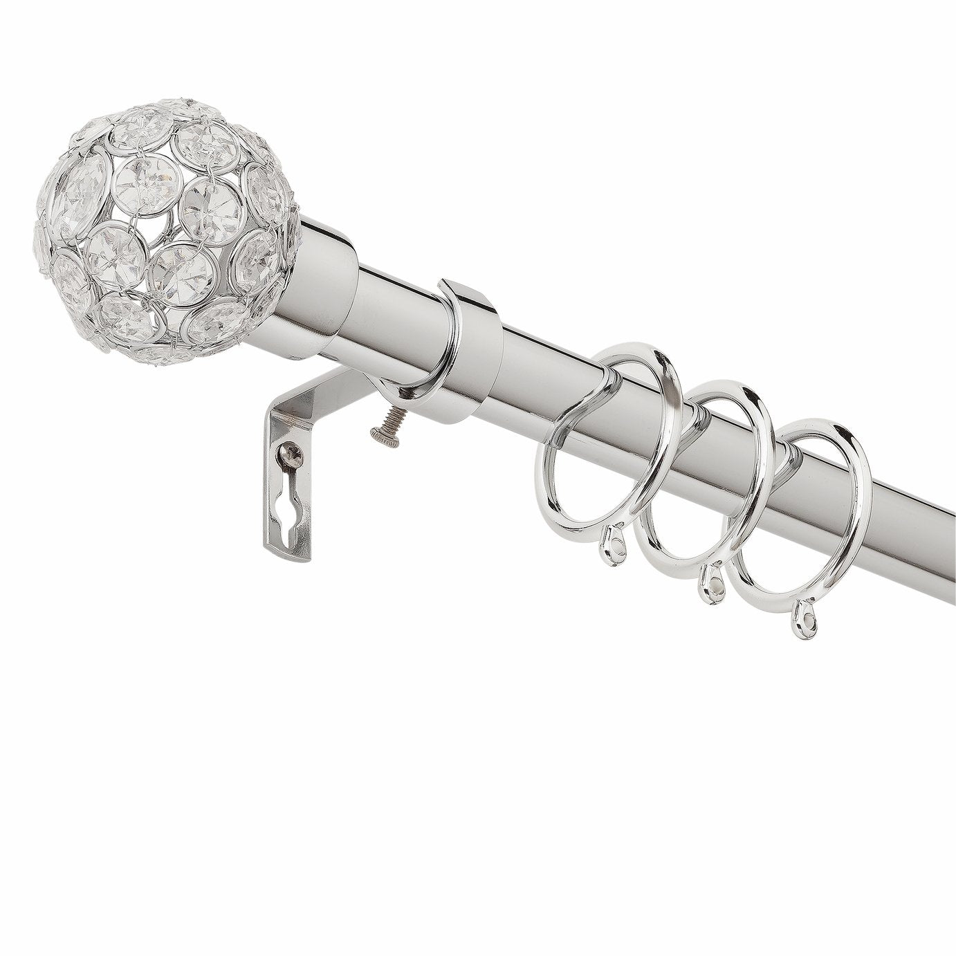 Argos Home chrome extendable curtain pole 110cm to 300cm - British product