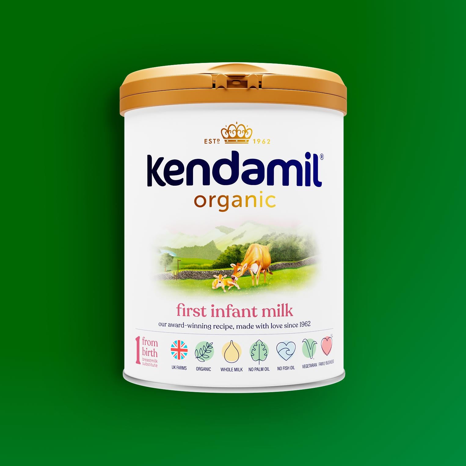 Kendamil Organic First Infant Milk stage 1 800g, imported from the UK