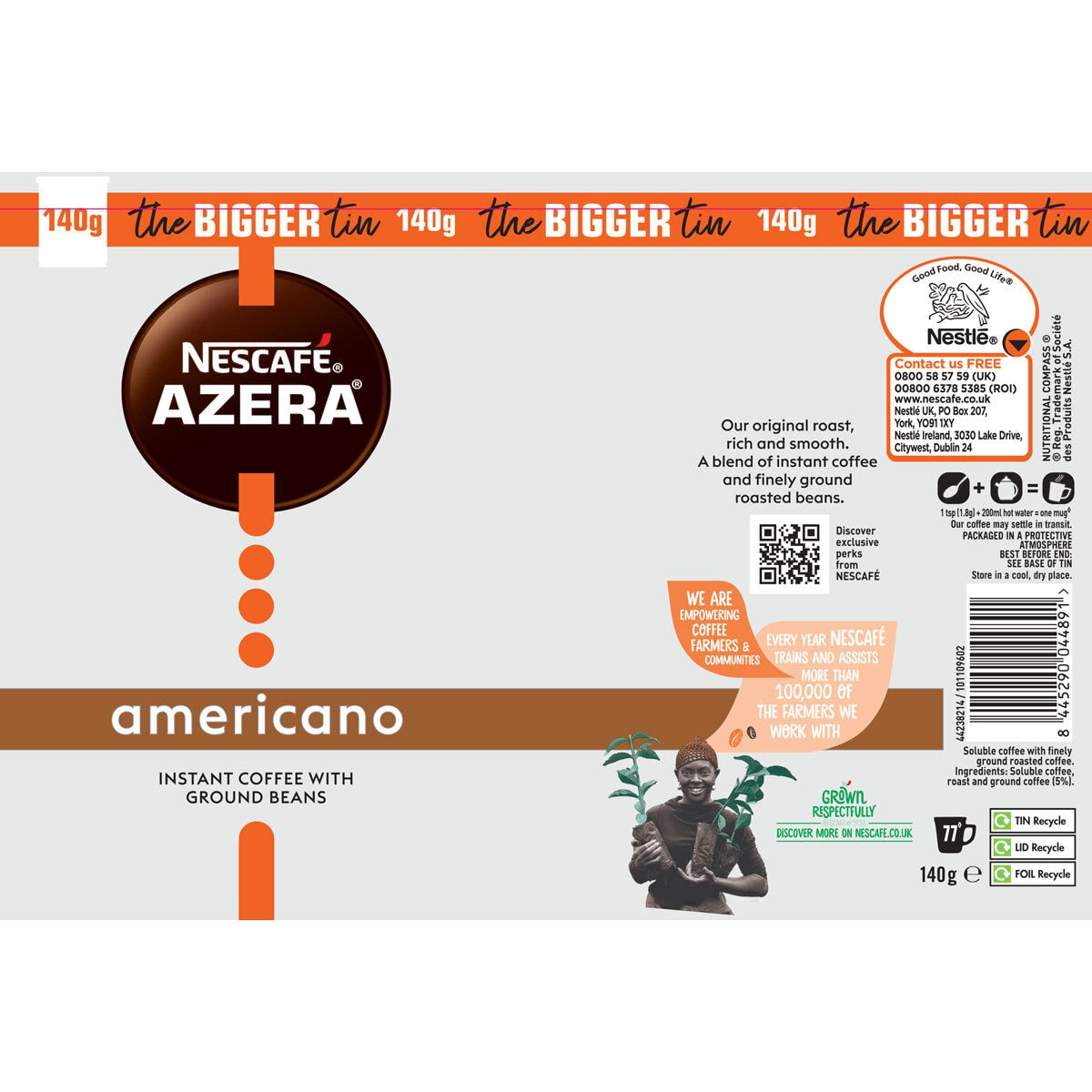 Nescafé Azera Americano Coffee with Ground Beans, 3 x 140g GOODS Costco UK