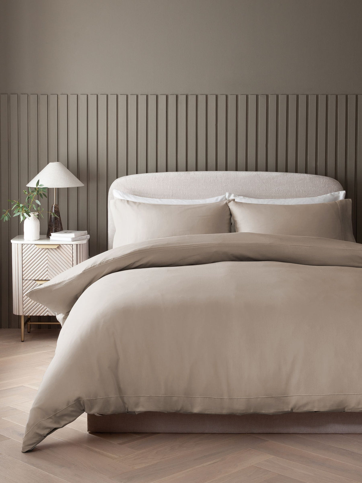 Mink Brown duvet cover and pillowcase set, imported from the UK