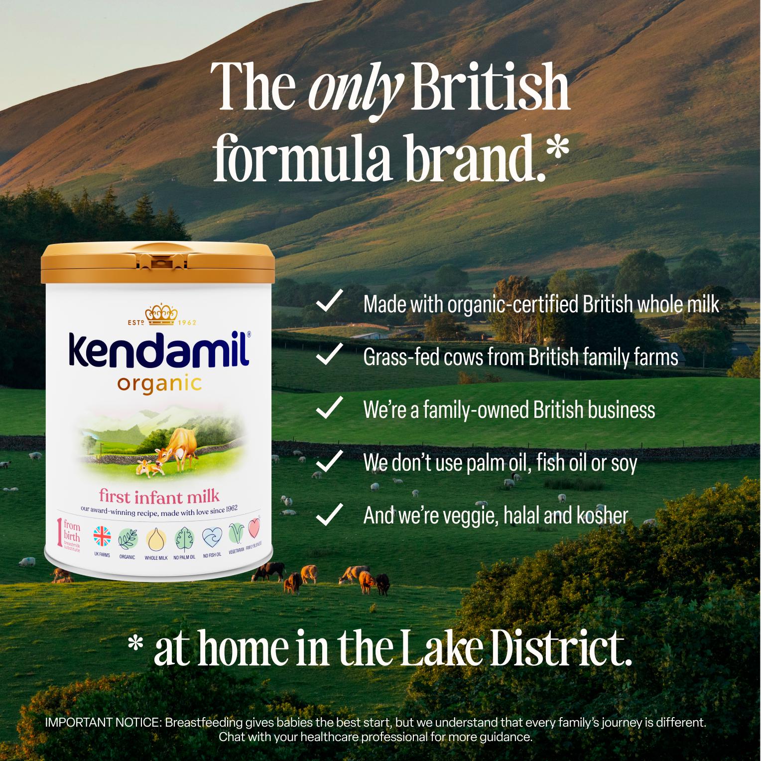 Kendamil Organic First Infant Milk stage 1 800g, imported from the UK