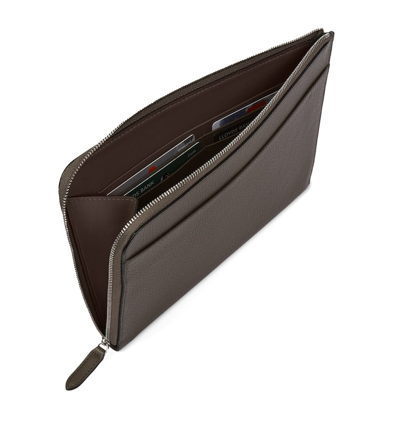 Soft Leather Organizer Pouch with Multiple Pockets, 19cm x 26cm x 3cm