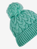 JoJo Maman Bébé green chunky cable knit pom pom hat (British brand)