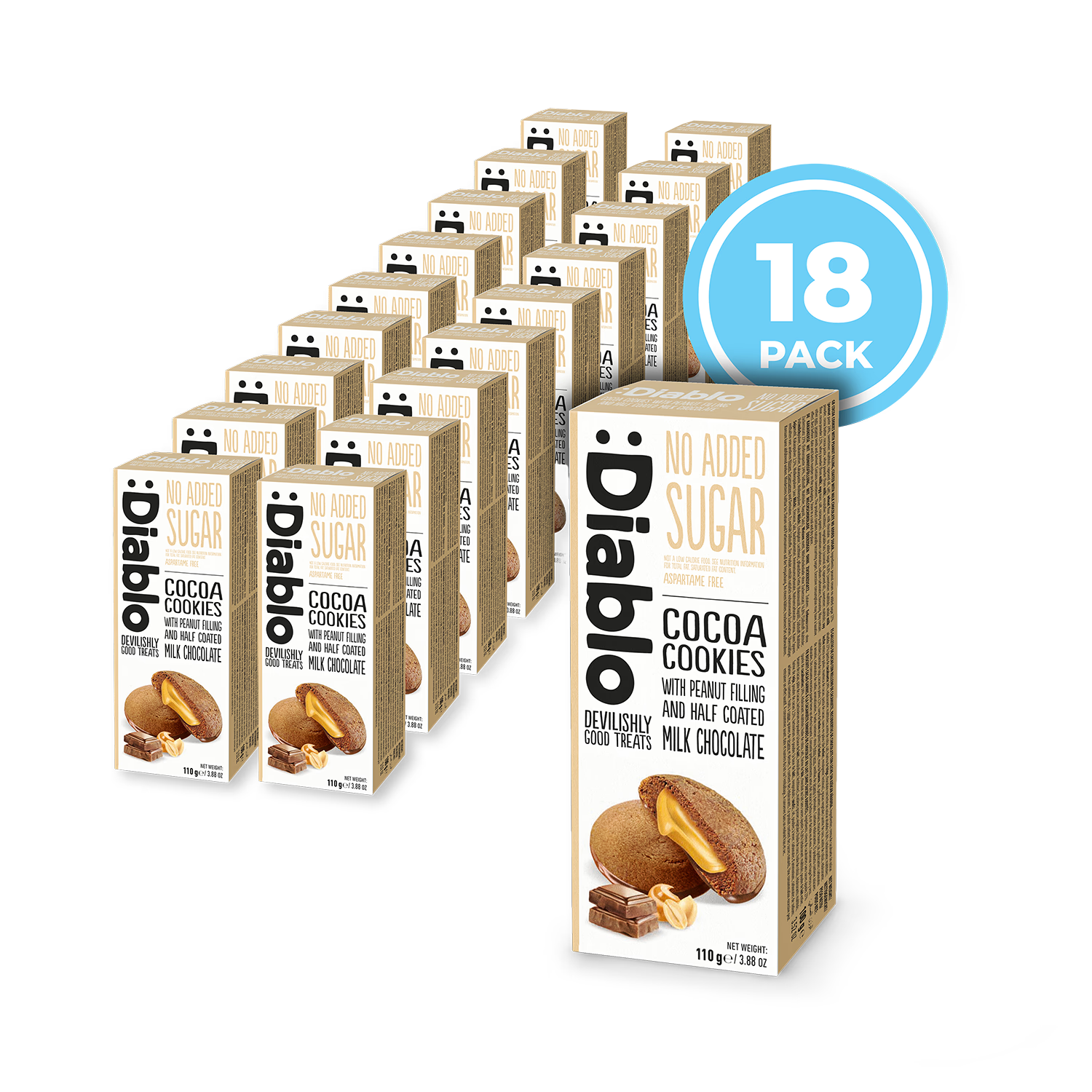 Diablo peanut filled cocoa cookies 110g, UK version