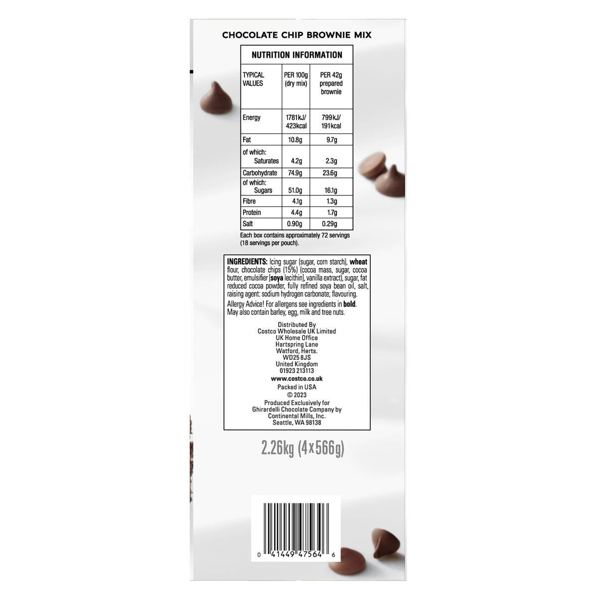 Ghirardelli Chocolate Chip Brownie Mix, 4 x 566g GOODS Costco UK