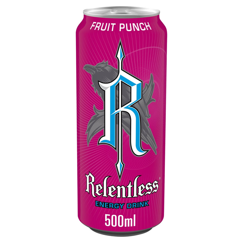 Relentless fruit punch energy drink 12 x 500ml, imported from the UK