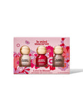 Le Mini Macaron nail polish trio Love In Bloom, imported from the UK