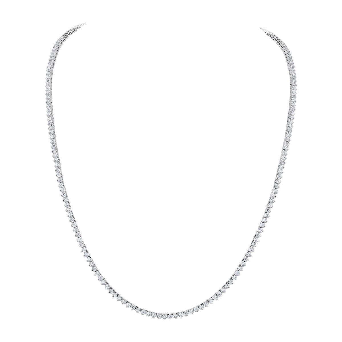 Costco diamond tennis necklace round brilliant cut 14ct white gold 5.00ctw 45.7cm, imported from the UK