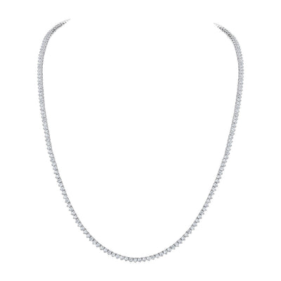 Collier tennis Costco en or blanc 14 carats, serti de diamants ronds taille brillant (5.00 ct au total), longueur 45.7 cm.