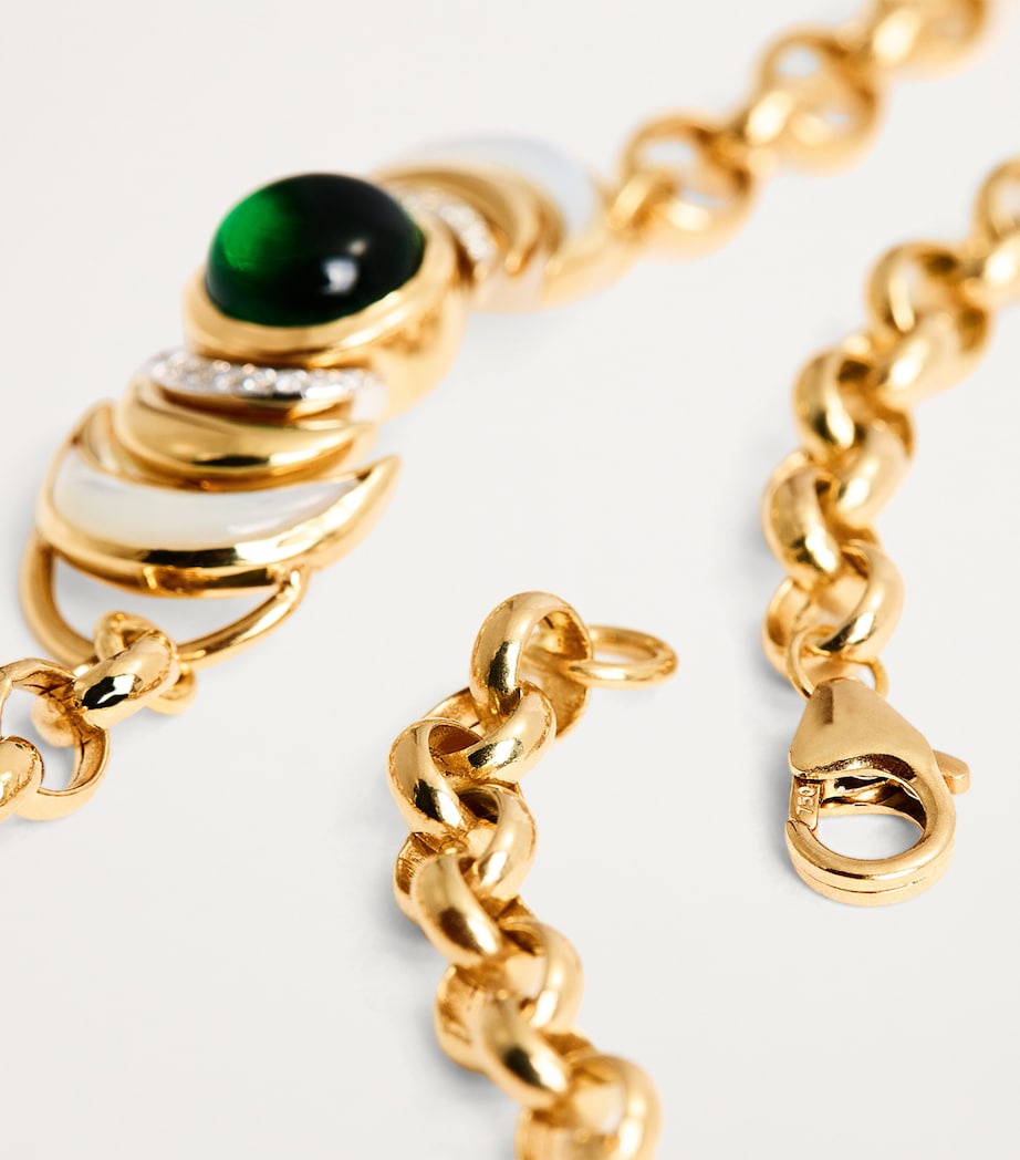 L'Atelier Nawbar yellow gold malachite diamond necklace, UK version