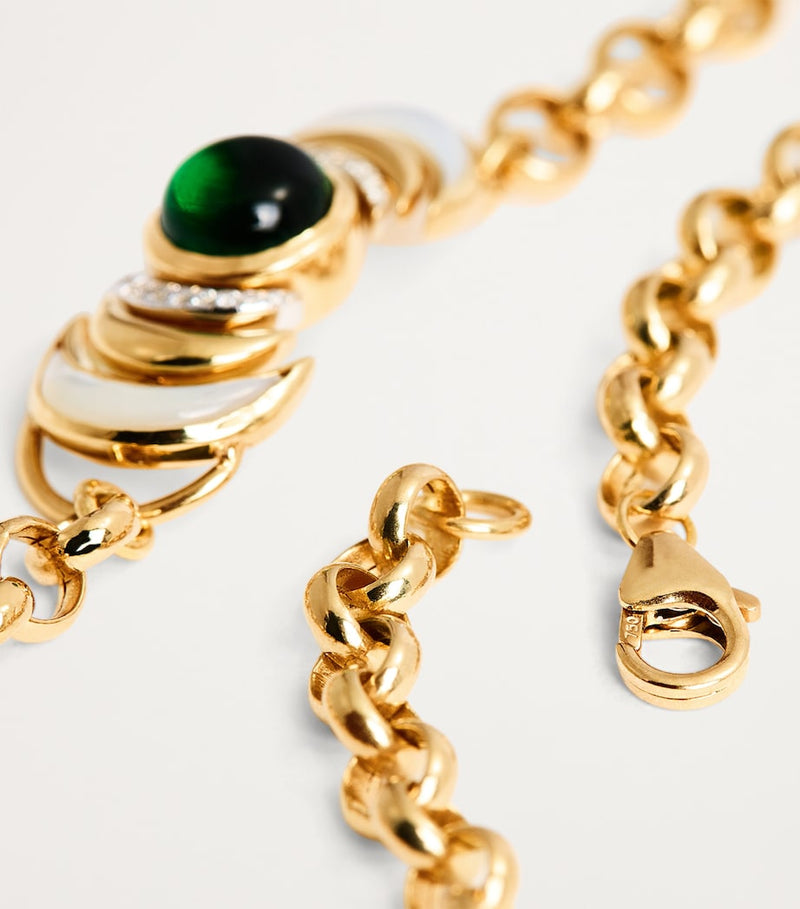 L'Atelier Nawbar yellow gold malachite diamond necklace, UK version