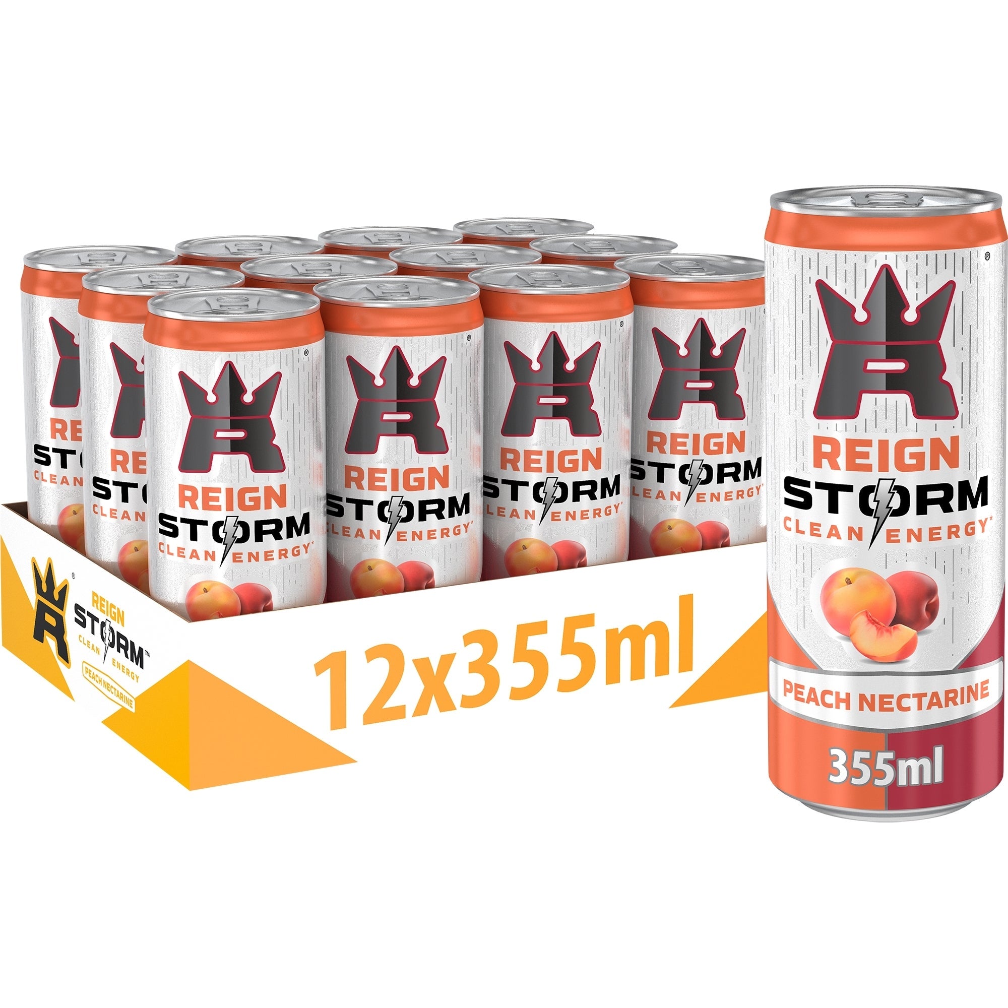 Reign Storm Peach Nectarine Energy Drink Multipack 12 x 355ml , imported from the UK