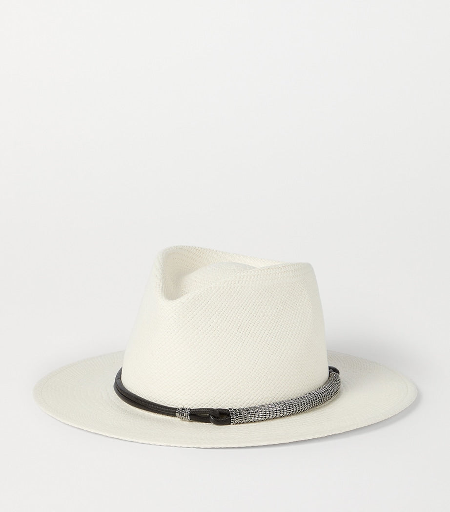 Brunello Cucinelli straw monili trilby hat - British product