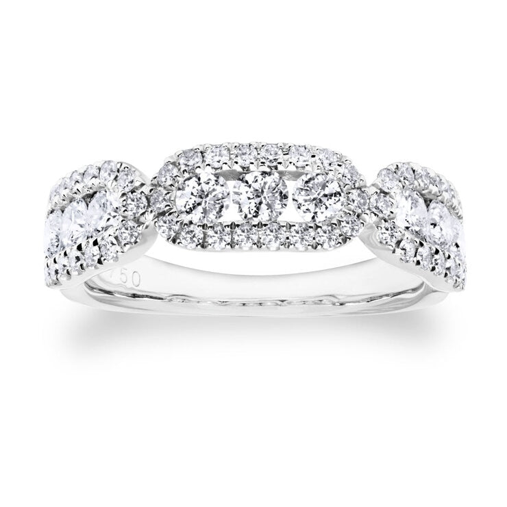 Bague diamant taille ronde brillante 1,09 ct or blanc 18 ct, importée du Royaume-Uni