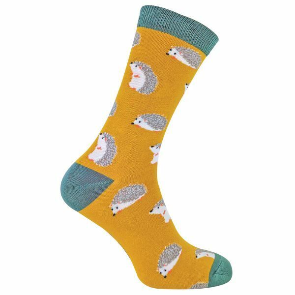 Mr Heron Mens Animal Design Bamboo Socks 6-11 UK GOODS Superdrug Hedgehog (Mustard)  