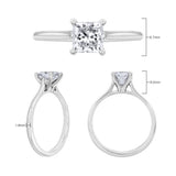 1ct princess cut diamond solitaire ring in platinum size L (British brand)