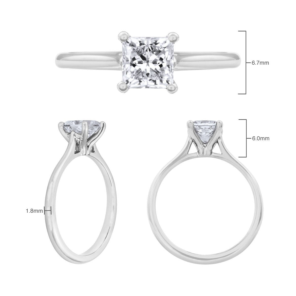 Costco 1.00ct princess cut diamond solitaire ring size N (British brand)