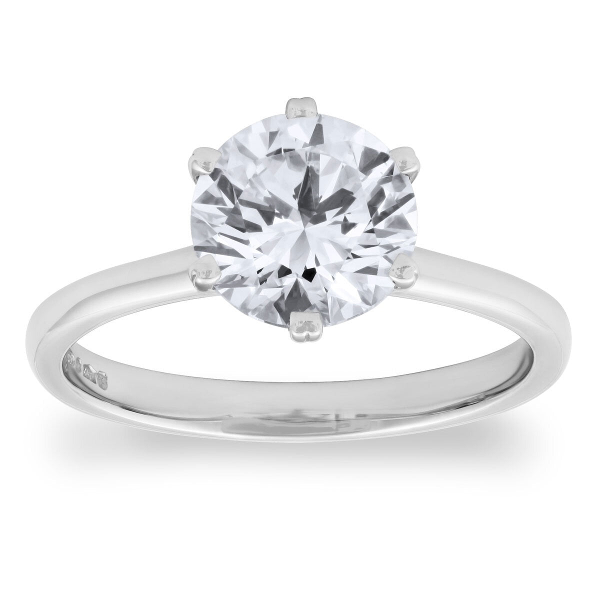2.00ct round brilliant diamond solitaire ring platinum size K (British brand)