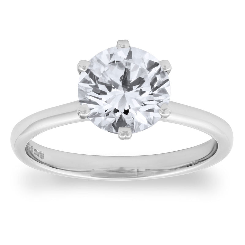 Costco 2.00ct round brilliant cut diamond solitaire ring, platinum size N, imported from the UK