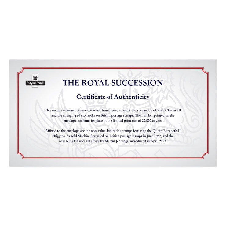 Royal Mail Royal Succession Commemorative Cover, UK version