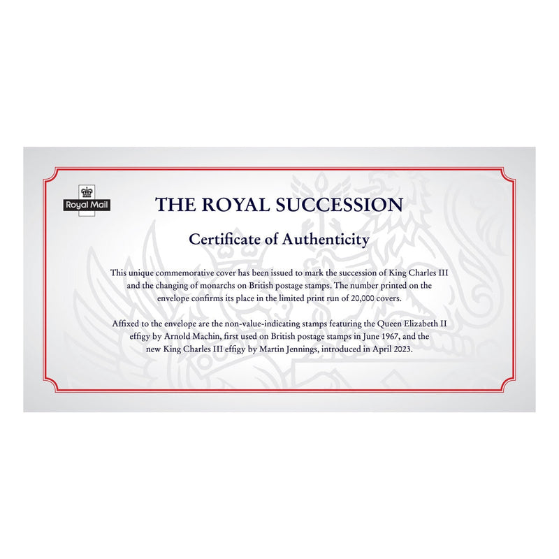 Royal Mail Royal Succession Commemorative Cover, UK version