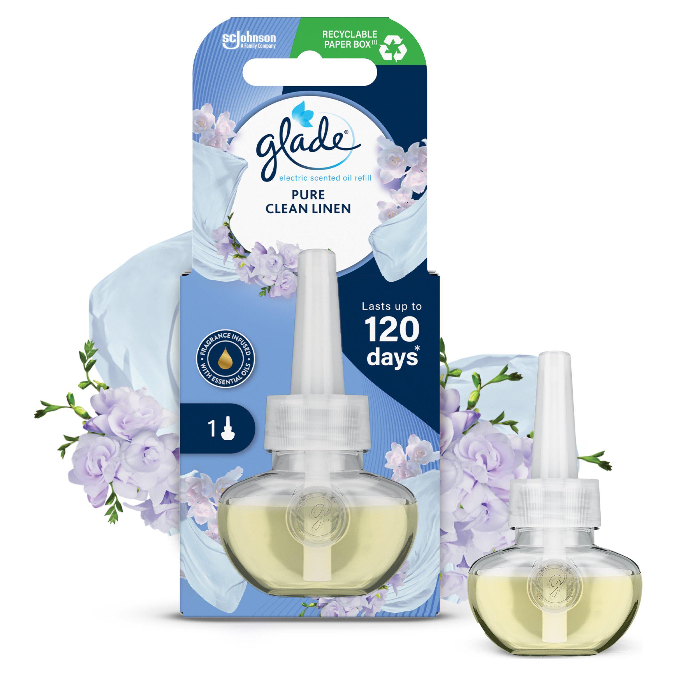 Glade Scented Oil Plug In Refill Air Freshener Clean Linen 20ml GOODS Sainsburys   