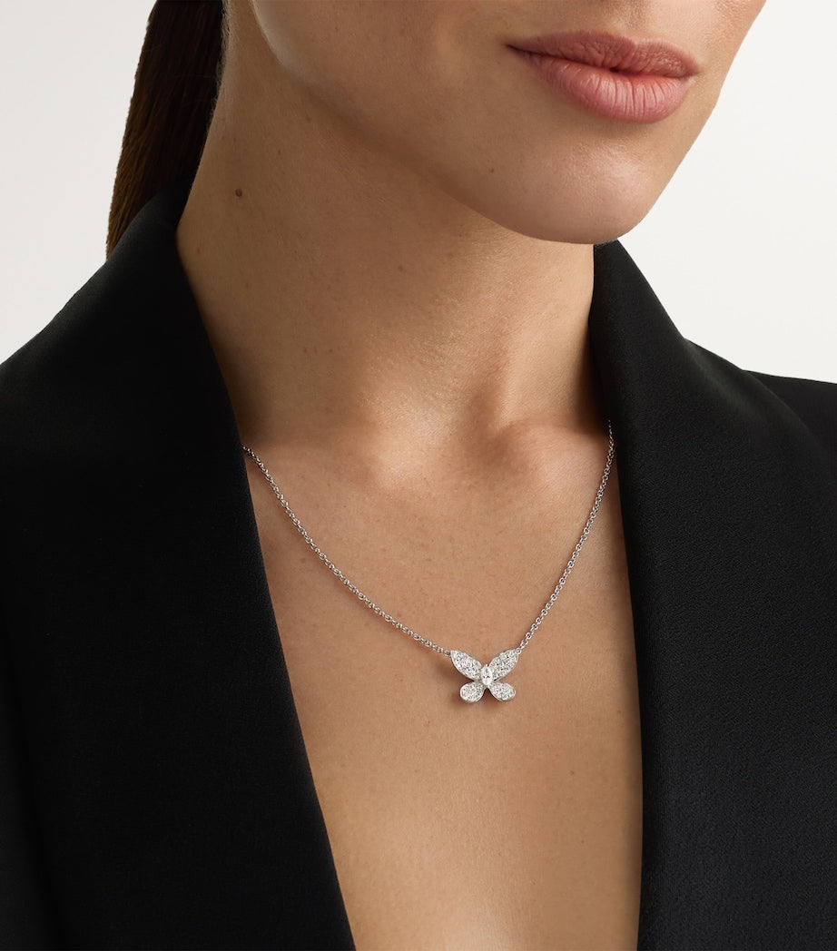 Graff white gold diamond butterfly pendant necklace, imported from the UK